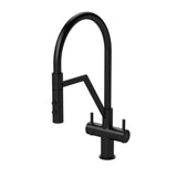 Modern Kitchen Mono Mixer Tap with 2 Lever Handles, 436mm - Matt Black