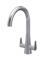 Kitchen Mono Mixer Tap with 2 Lever Handles, 398mm - Brushed Nickel