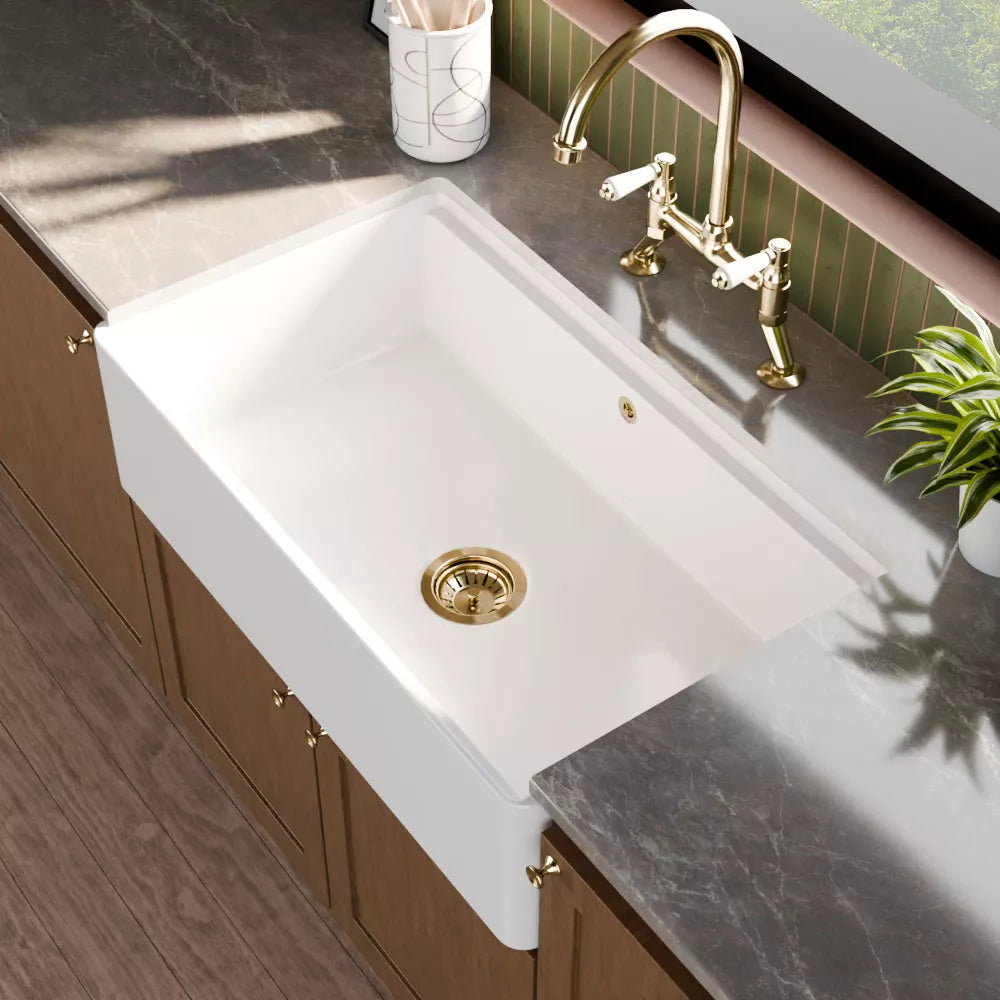 Fireclay Ceramic Kitchen Sink with Ledge - Choice of Design and Style