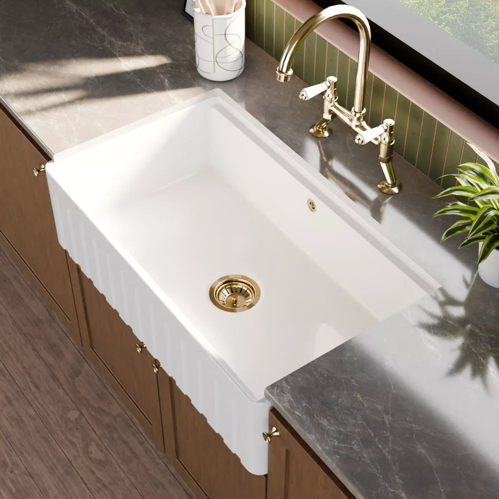 Fireclay Ceramic Kitchen Sink with Ledge - Choice of Design and Style