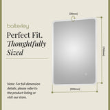 Soft Square LED Illuminated Touch Sensor Mirror with Demister, 700mm x 500mm