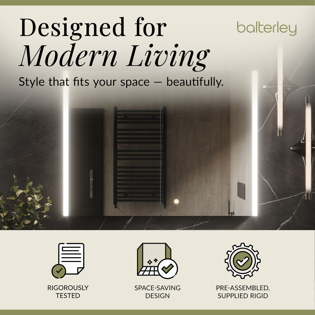 2 Door Touch Sensor Mirror Cabinet with 2 Shelves, Demister & Shaving Socket