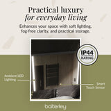 2 Door Touch Sensor Mirror Cabinet with 2 Shelves, Demister & Shaving Socket