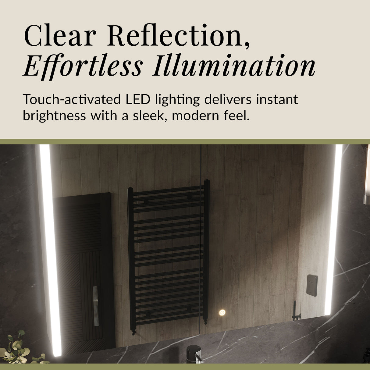 2 Door Touch Sensor Mirror Cabinet with 2 Shelves, Demister & Shaving Socket