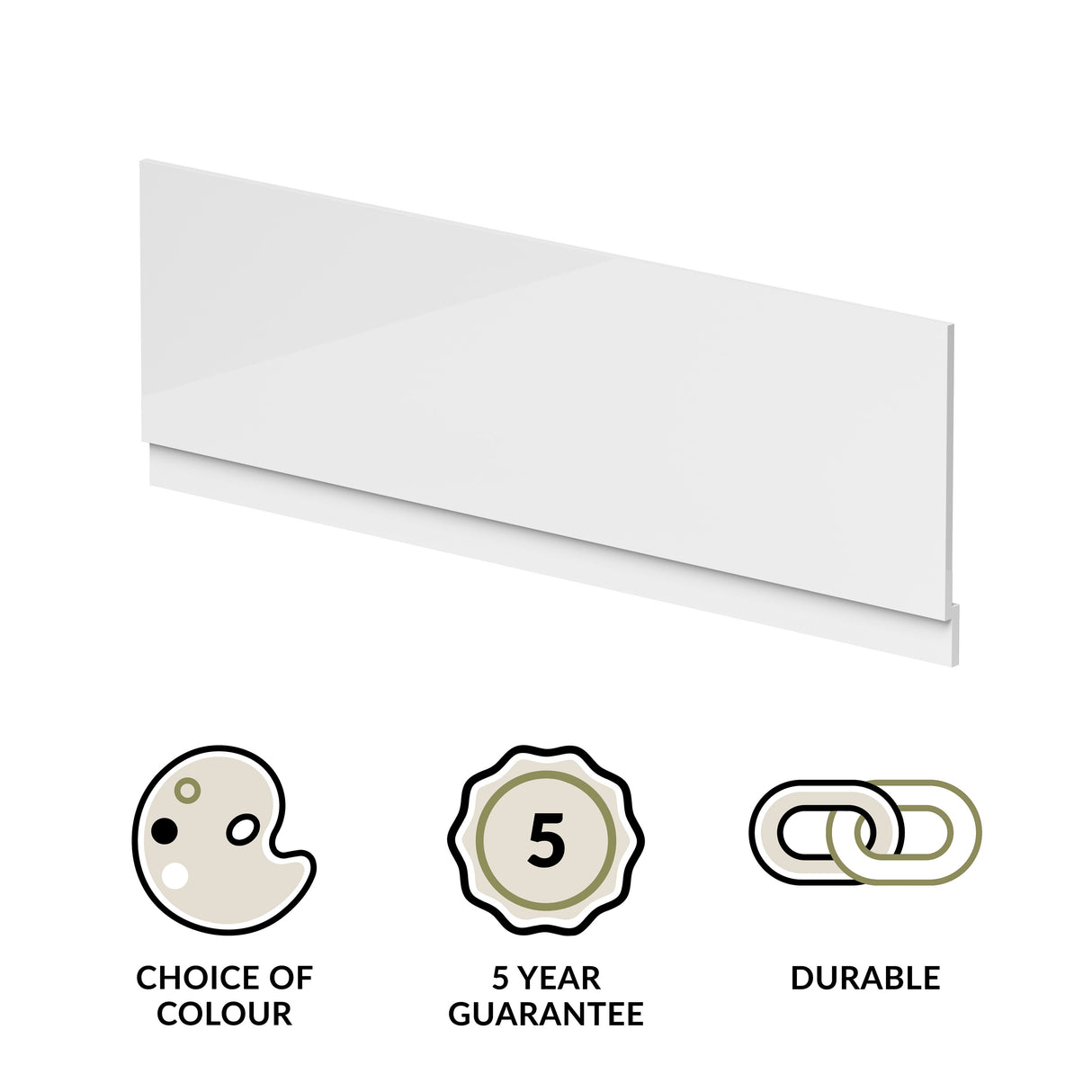 1700mm Gloss White MDF Front Bath Panel &amp; Plinth