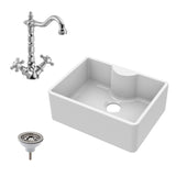 Single Bowl Fireclay Ceramic Butler Kitchen Sink Bundle Waste & French Tap