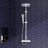 Square Thermostatic Shower Kit with Fixed Head & Adjustable Handset - Multiple Colours Available