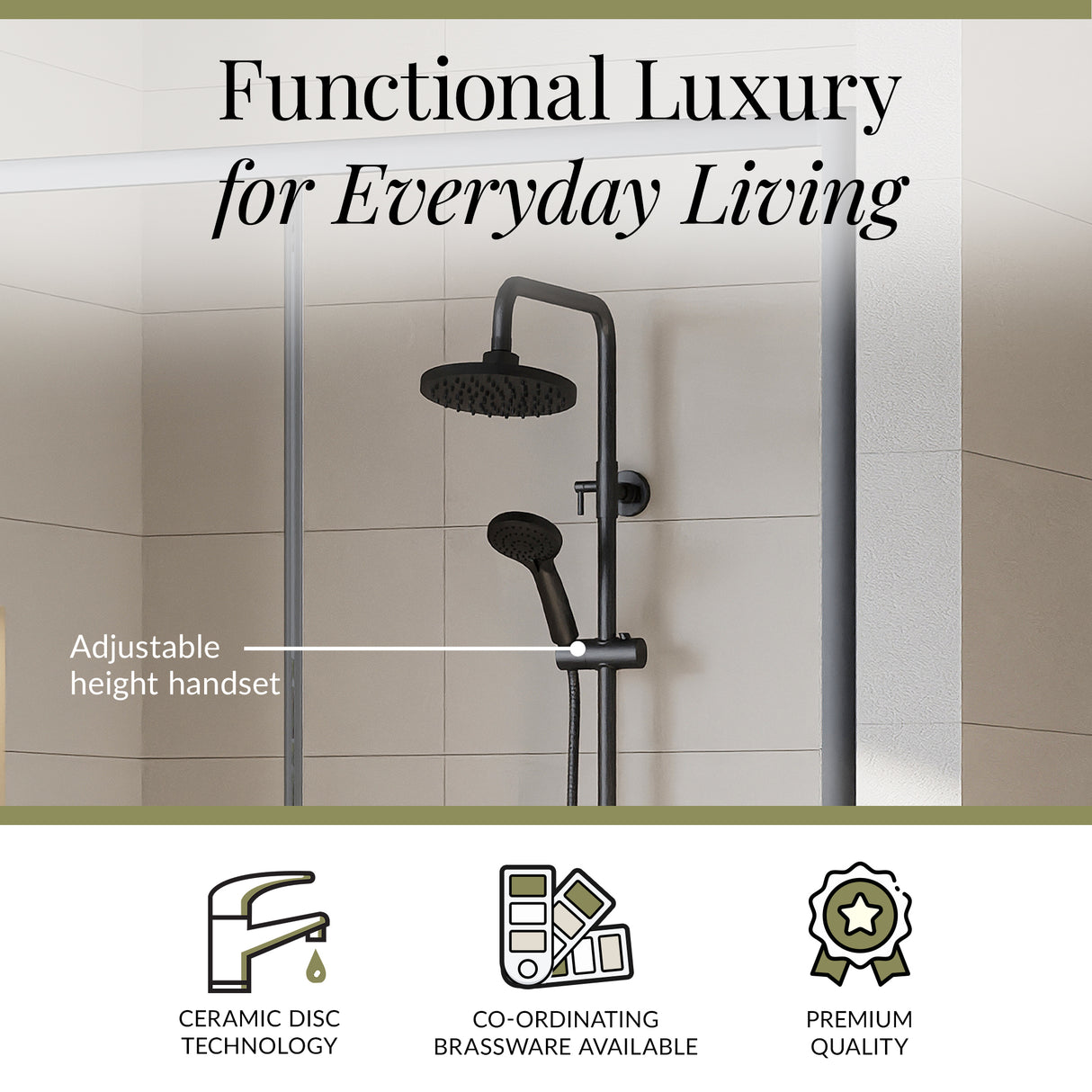 Round Thermostatic Shower Kit with Fixed Head & Adjustable Handset - Multiple Colours Available