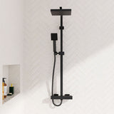 Square Thermostatic Shower Kit with Fixed Head & Adjustable Handset - Multiple Colours Available