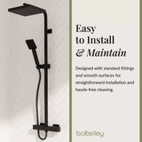 Square Thermostatic Shower Kit with Fixed Head & Adjustable Handset - Multiple Colours Available