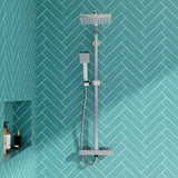 Square Thermostatic Shower Kit with Fixed Head & Adjustable Handset - Multiple Colours Available