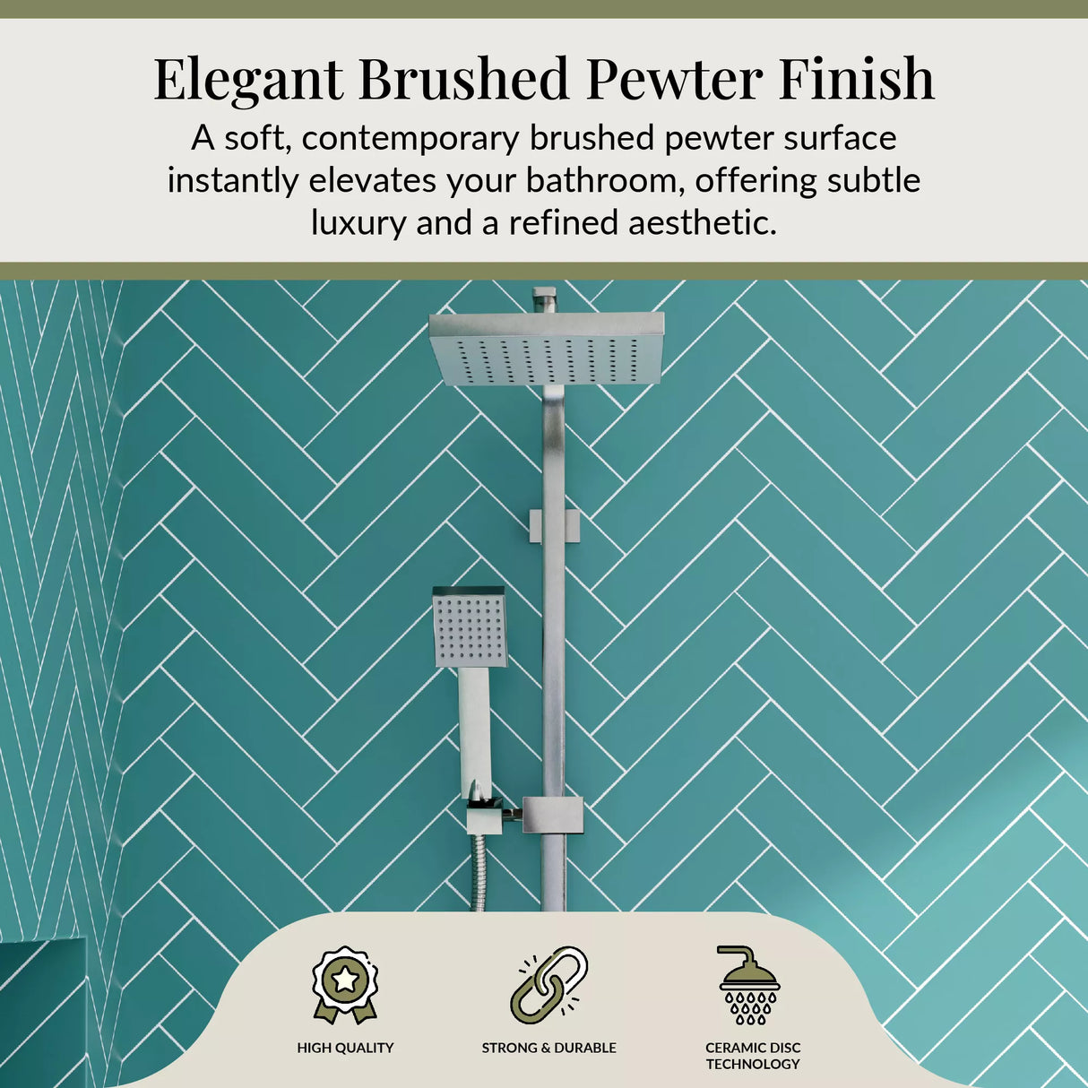 Square Thermostatic Shower Kit with Fixed Head & Adjustable Handset - Multiple Colours Available