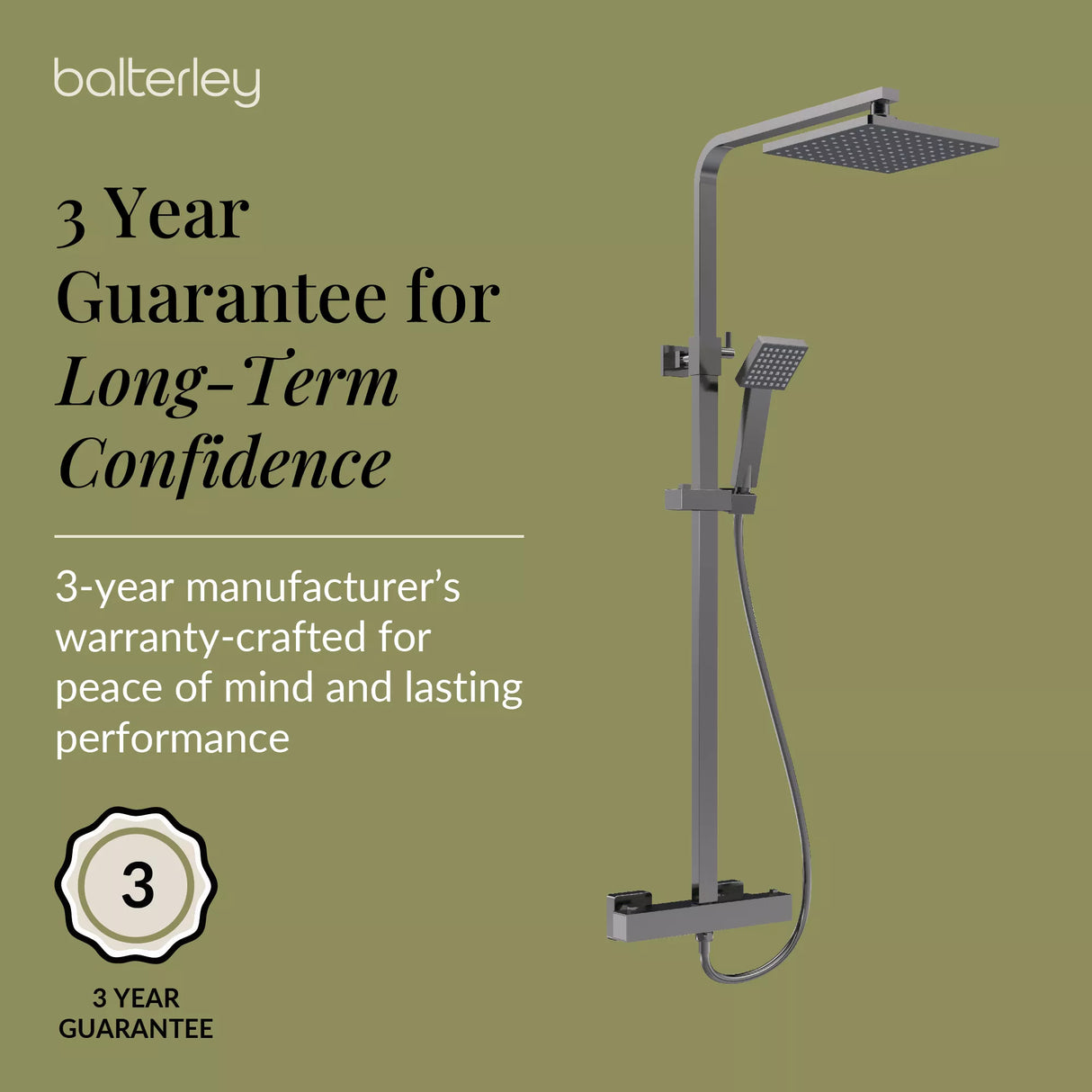 Square Thermostatic Shower Kit with Fixed Head & Adjustable Handset - Multiple Colours Available