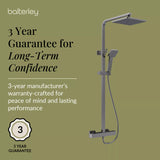 Square Thermostatic Shower Kit with Fixed Head & Adjustable Handset - Multiple Colours Available