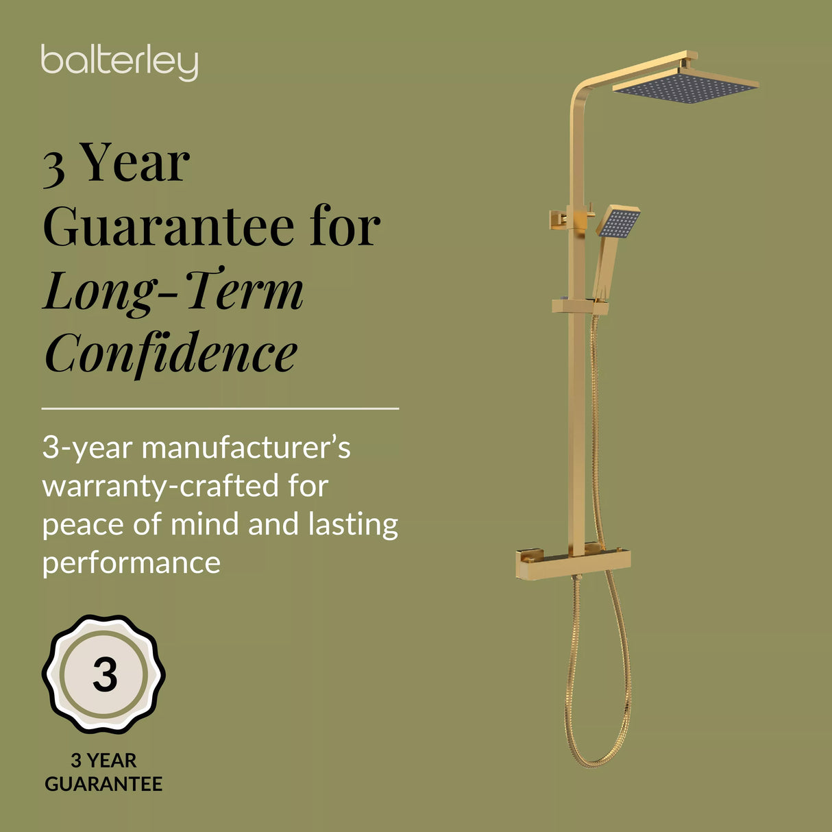 Square Thermostatic Shower Kit with Fixed Head & Adjustable Handset - Multiple Colours Available