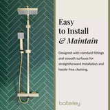 Square Thermostatic Shower Kit with Fixed Head & Adjustable Handset - Multiple Colours Available