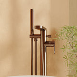 Modern Freestanding Round Bath Shower Mixer Tap with Lever Handle and Kit -  Multiple Colours Available