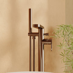 Enville Modern Freestanding Round Bath Shower Mixer Tap with Lever Handle and Kit - Choice of Colour