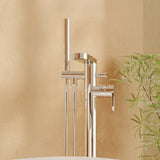 Modern Freestanding Round Bath Shower Mixer Tap with Lever Handle and Kit -  Multiple Colours Available