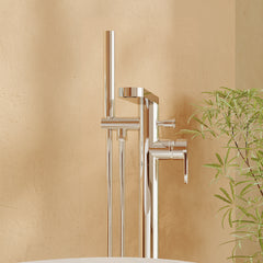 Enville Modern Freestanding Round Bath Shower Mixer Tap with Lever Handle and Kit - Choice of Colour