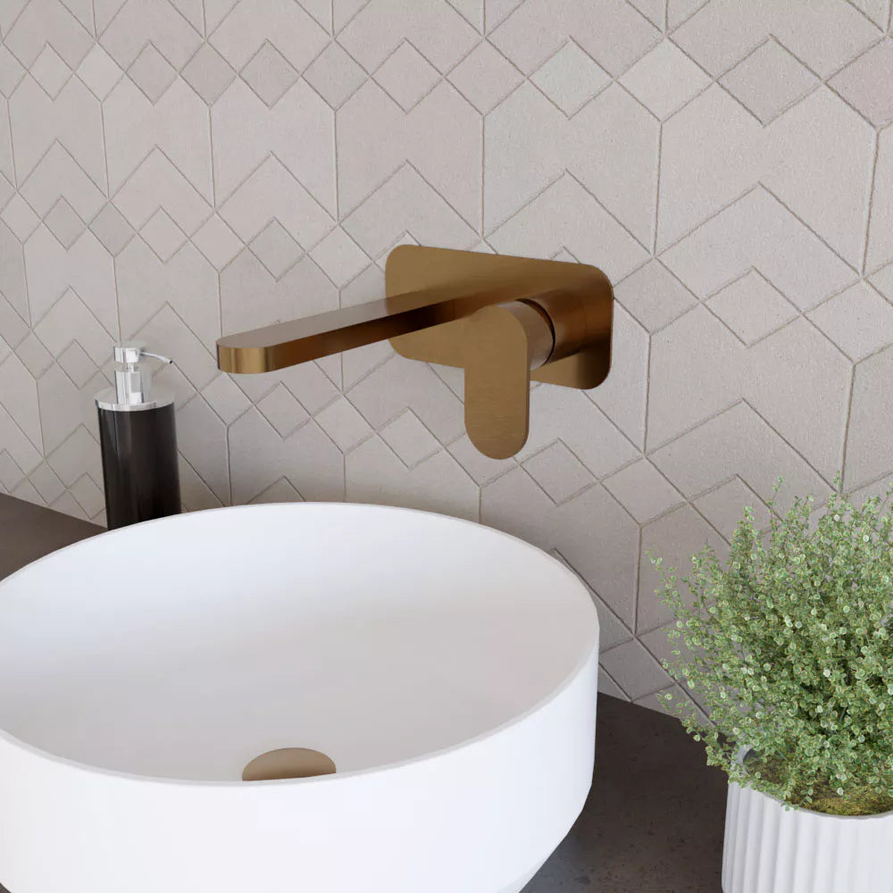 Round Wall Mount 2 Tap Hole Basin Mixer Tap & Back Plate - Choice of Finish