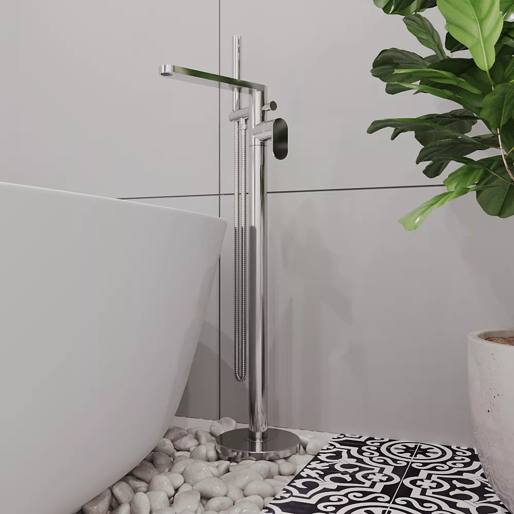 Enville Modern Freestanding Round Bath Shower Mixer Tap with Lever Handle and Kit - Choice of Colour