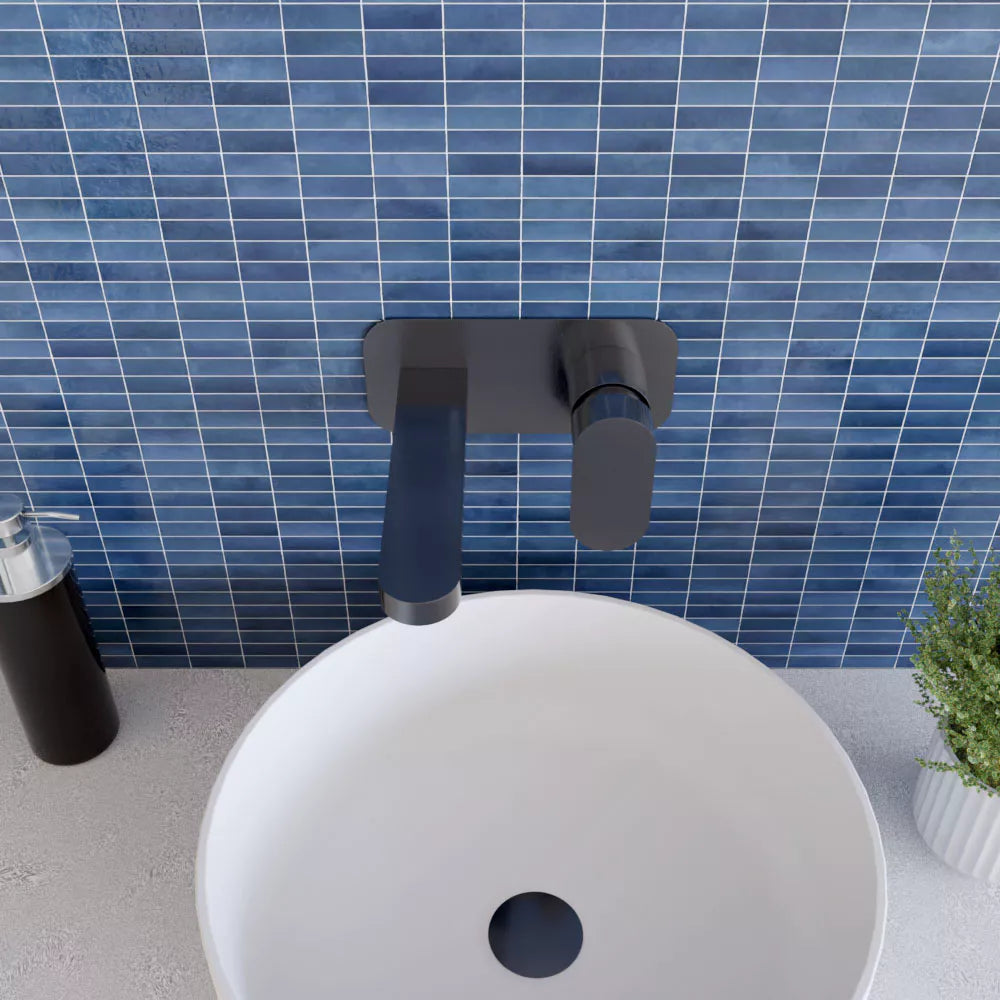 Round Wall Mount 2 Tap Hole Basin Mixer Tap & Back Plate - Choice of Finish