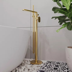 Enville Modern Freestanding Round Bath Shower Mixer Tap with Lever Handle and Kit - Choice of Colour