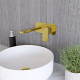 Contemporary Square Wall Mounted 2 Tap Hole Basin Mixer Tap - Choice of Finish