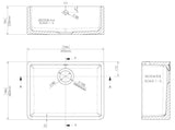 Single Bowl Fireclay Ceramic Butler Kitchen Sink with Overflow &  No Tap Hole