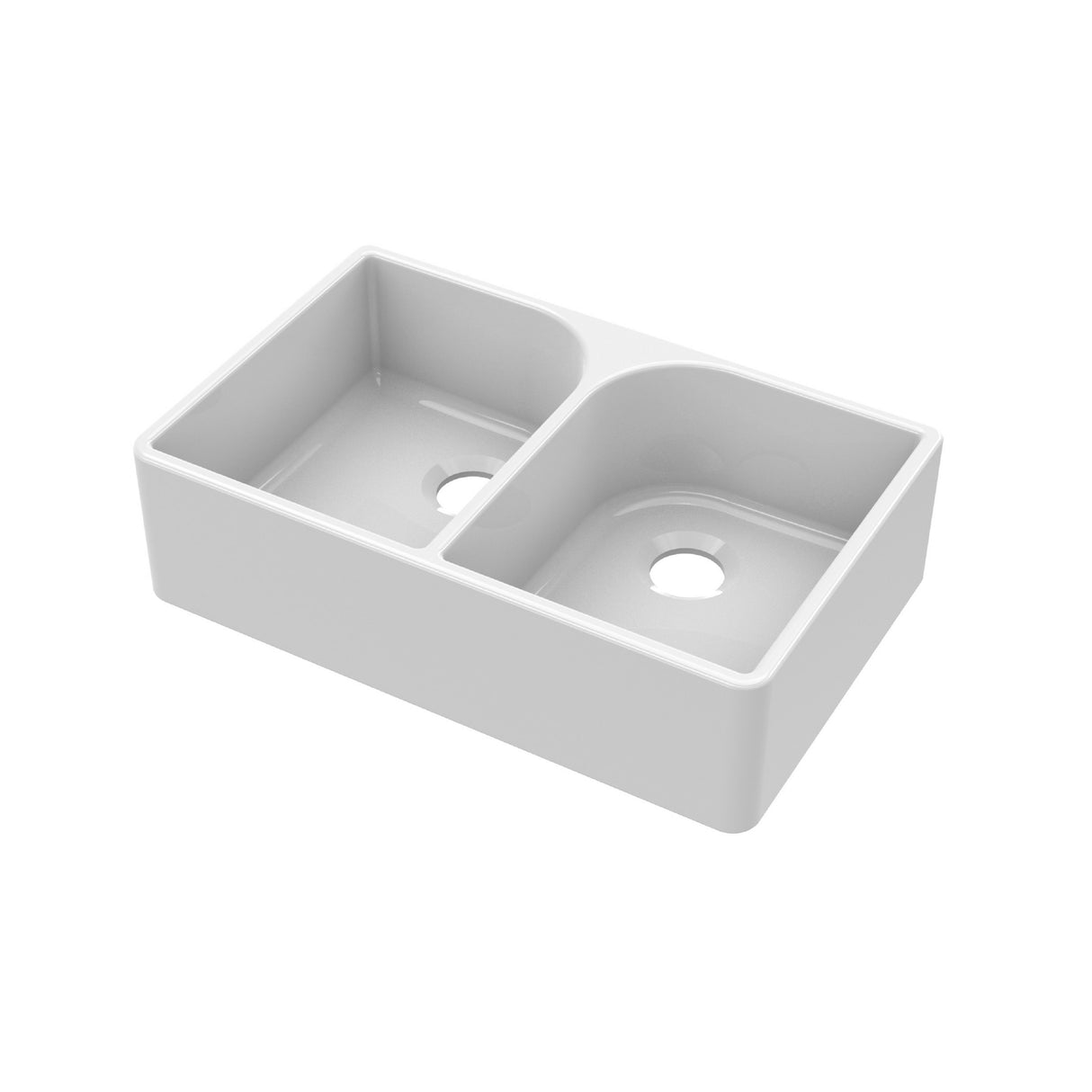 Double Bowl Fireclay Ceramic Butler Kitchen Sink with Full Weir - Choice of Colour