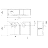 Double Bowl Fireclay Ceramic Full Weir Butler Kitchen Sink Bundle with Mono Mixer Tap & Waste