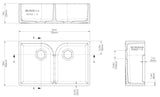 Double Bowl Fireclay Kitchen Stepped Weir Butler Kitchen Sink with No Overflow & No Tap Hole