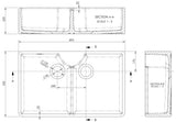 Double Bowl Fireclay Ceramic Stepped Weir Butler Kitchen Sink with Tap Ledge, Tap Hole &  No Overflow