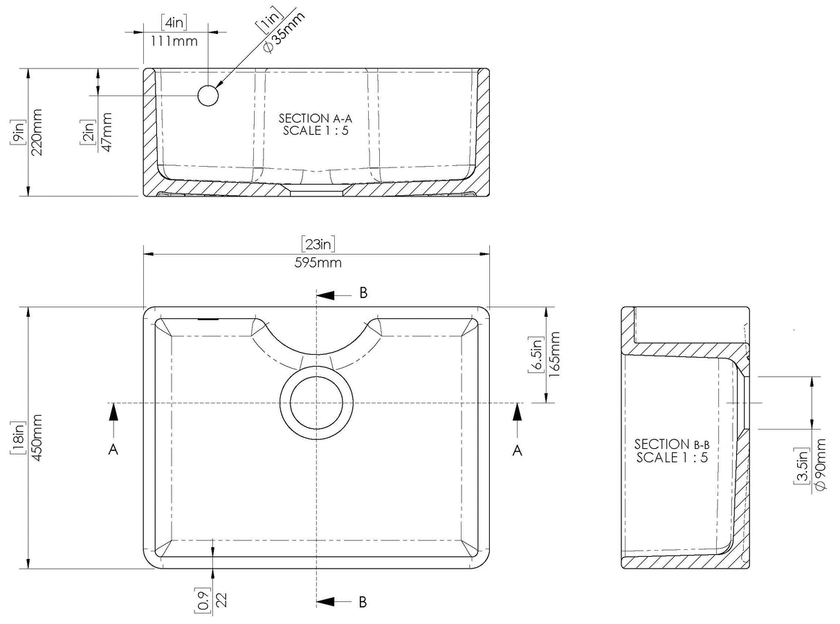 Single Bowl Butler Kitchen Sink - Variety of Sizes and Features Available