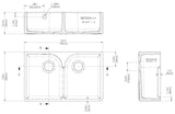Double Bowl Fireclay Ceramic Stepped Weir Butler Kitchen Sink with Overflow