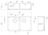 Double Bowl Fireclay Butler Kitchen Sink -  Bundle Includes Full Weir, Tap Hole & Wastes