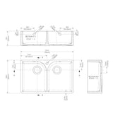 Double Bowl Fireclay Belfast Sink Bundle with Tap Hole & Full Wier, Basket Strainer Waste & Mono Mixer Tap