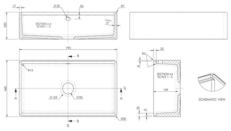 Fireclay Ceramic Kitchen Sink with Ledge - Choice of Design and Style