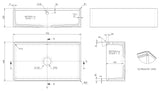 Single Bowl Fireclay Ceramic Kitchen Sink with Ledge, Overflow, Work Station & Grid