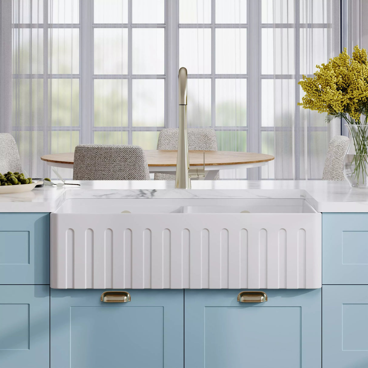 Fireclay Ceramic Kitchen Sink with Ledge - Choice of Design and Style