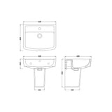 Modern White Square 1 Tap Hole Bathroom Basin & Semi Pedestal – 520mm