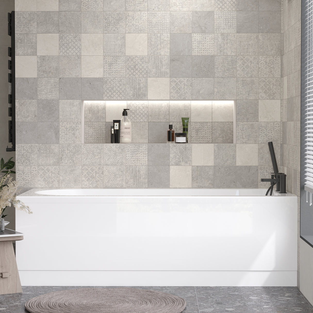 Gloss White MDF Bath Front Panel with Plinth - Choice of Size