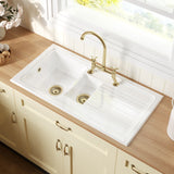 101cm 1.5 Bowl Fireclay Inset Kitchen Sink with Waste - 1010 x 525 x 235mm - Choice of Waste Finish
