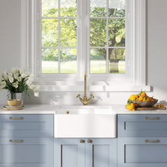 Single Bowl Fireclay Ceramic Butler Kitchen Sink - Variety of Sizes and Features Available