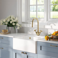 Single Bowl Fireclay Ceramic Butler Kitchen Sink - Variety of Sizes and Features Available