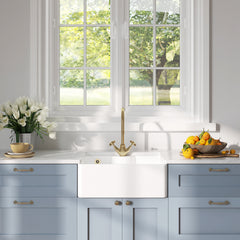 Single Bowl Fireclay Ceramic Butler Kitchen Sink - Variety of Sizes and Features Available