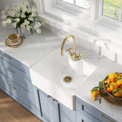 Single Bowl Fireclay Ceramic Butler Kitchen Sink - Variety of Sizes and Features Available