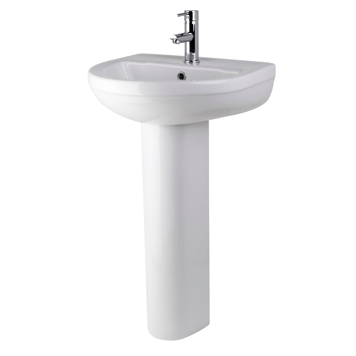 Modern White Round Bathroom Basin with Choice of Pedestal - 500mm