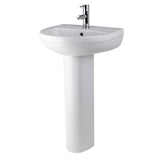 Modern White Round Bathroom Basin with Choice of Pedestal - 500mm